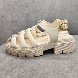 Stuart Weitzman Fisherman Sandals 9.5 White Leather Nolita Chunky Lug New $560